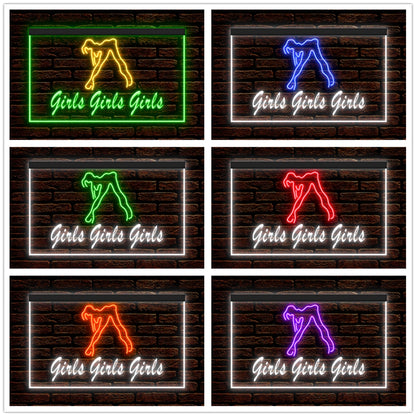 DC180016 Girls Girls Girls Night Club Adult Store Home Decor Display illuminated Night Light Neon Sign Dual Color