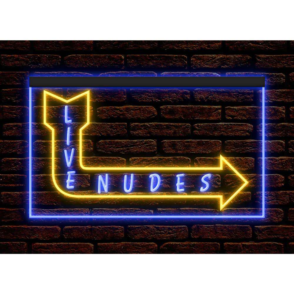 DC180076 Live Nudes Night Club Adult Store Shop Home Decor Display illuminated Night Light Neon Sign Dual Color