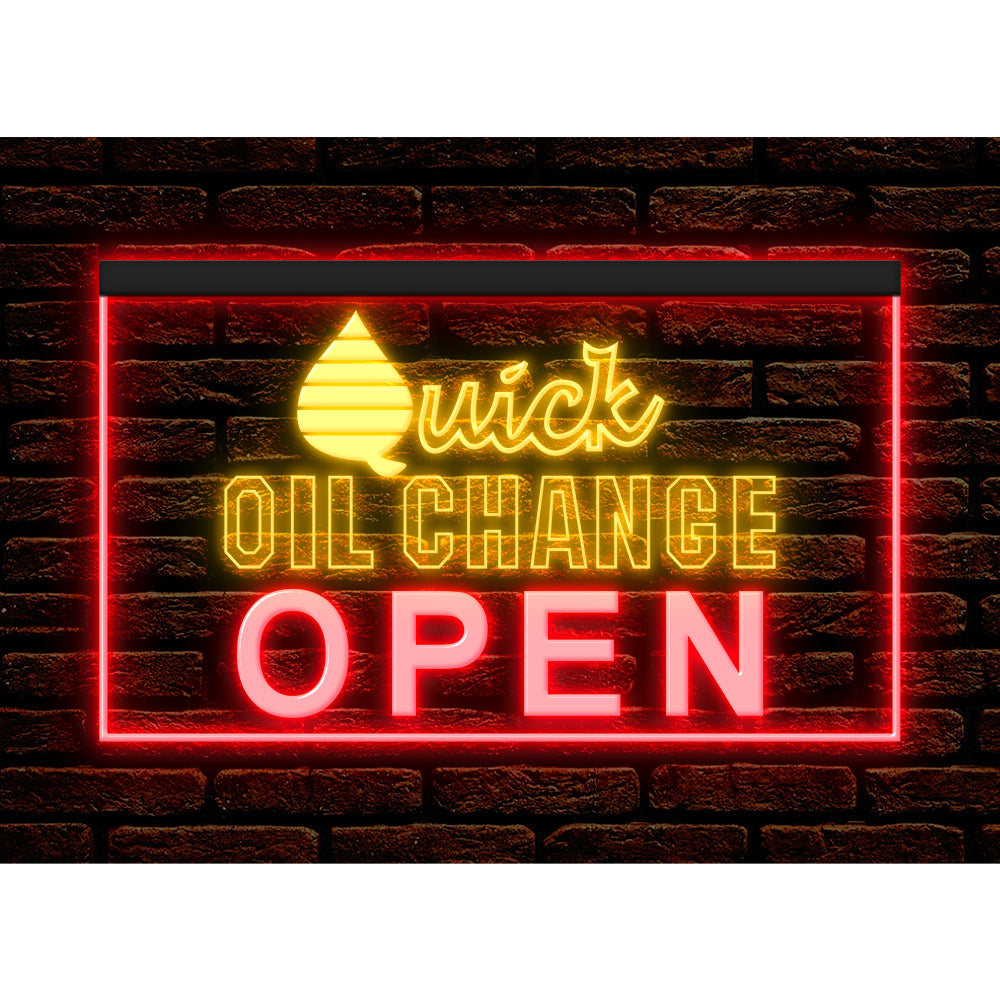 DC190003 Quick Oil Change Open Auto Repair Vehicle Home Decor Display illuminated Night Light Neon Sign Dual Color