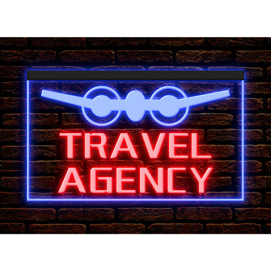 DC190005 Travel Agency Shop Center Open Home Decor Display illuminated Night Light Neon Sign Dual Color