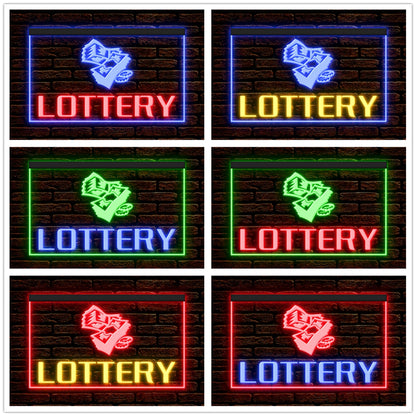DC190007 Lottery Ticket Store Shop Open Home Decor Display illuminated Night Light Neon Sign Dual Color