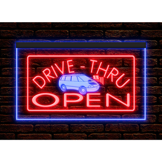 DC190010 Drive Thru Open Auto Repair Vehicle Home Decor Display illuminated Night Light Neon Sign Dual Color