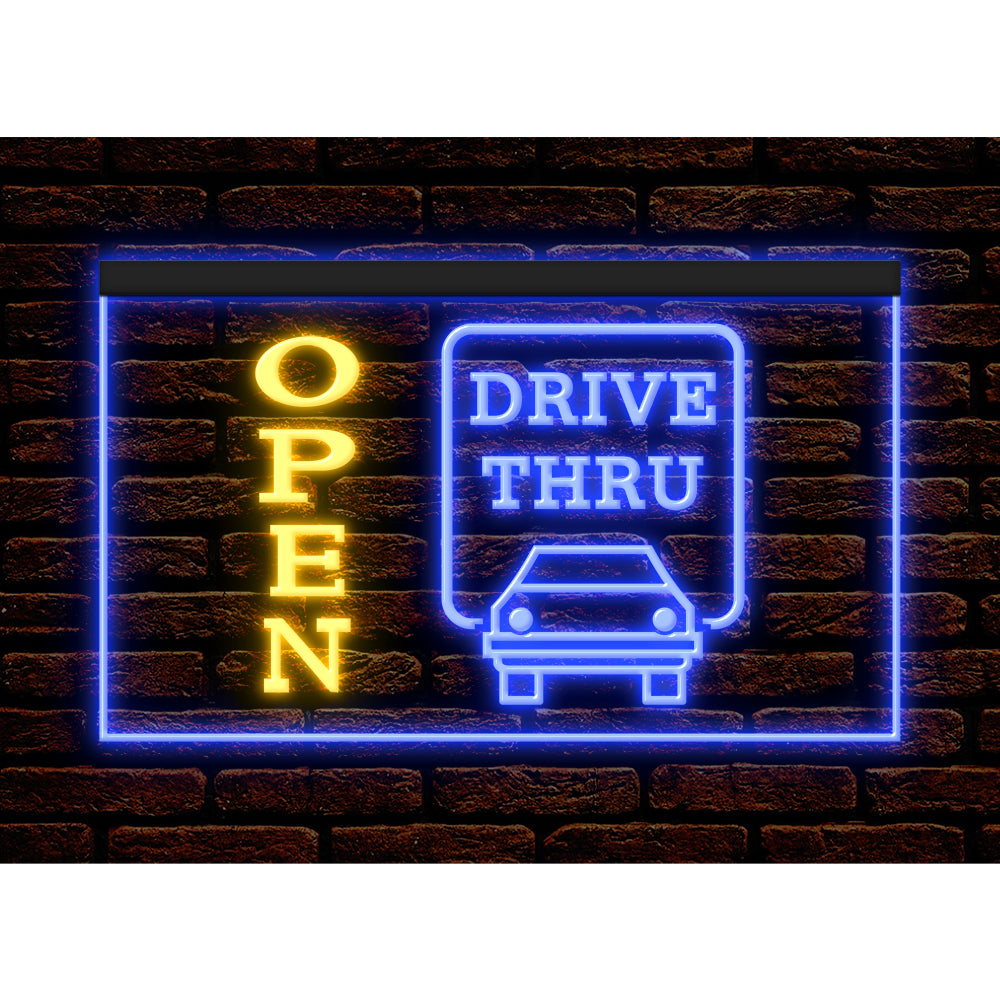 DC190014 Drive Thru Open Auto Repair Vehicle Home Decor Display illuminated Night Light Neon Sign Dual Color
