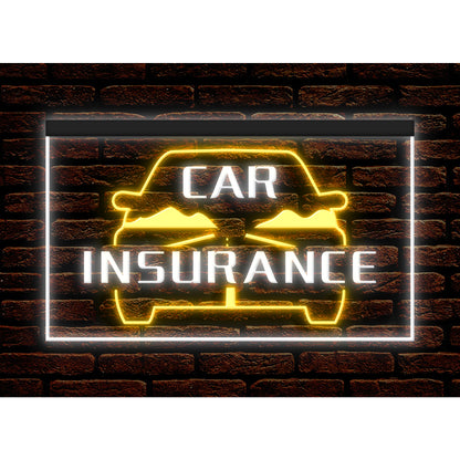 DC190016 Car Insurance Services Auto Vehicle Shop Home Decor Display illuminated Night Light Neon Sign Dual Color