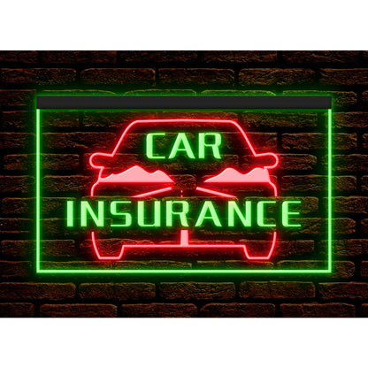 DC190016 Car Insurance Services Auto Vehicle Shop Home Decor Display illuminated Night Light Neon Sign Dual Color