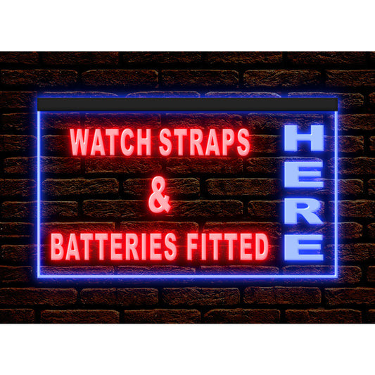 DC190018 Watch Straps Batteries Fitted Store Shop Home Decor Display illuminated Night Light Neon Sign Dual Color