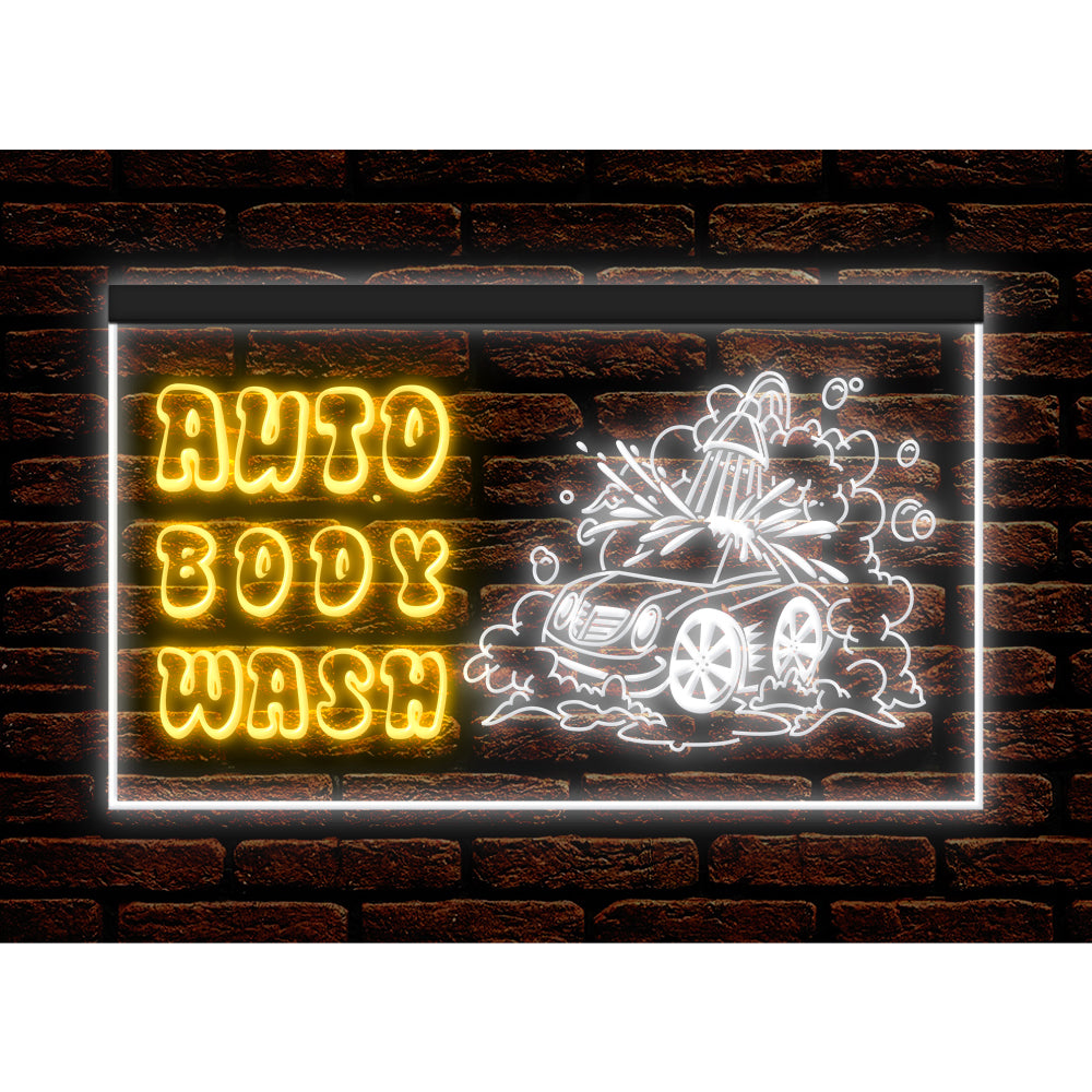 DC190020 Auto Body Wash Car Vehicle Shop Open Home Decor Display illuminated Night Light Neon Sign Dual Color