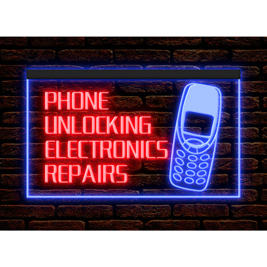 DC190022 Phone Unlocking Repair Telecom Shop Open Home Decor Display illuminated Night Light Neon Sign Dual Color
