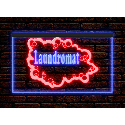 DC190024 Laundromat Laundry Washing Shop Open Home Decor Display illuminated Night Light Neon Sign Dual Color