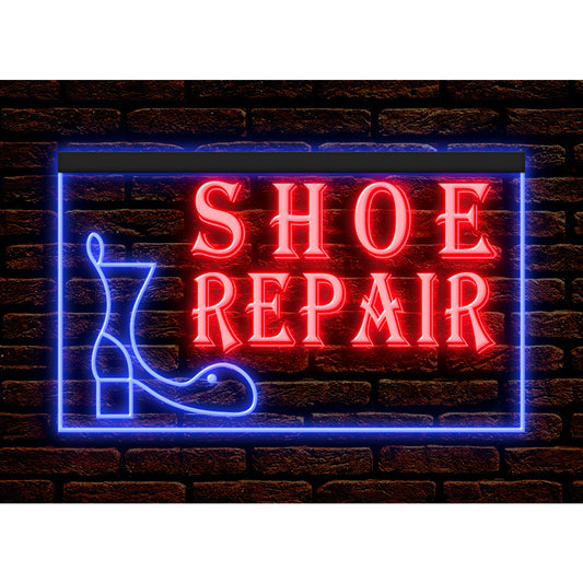 DC190025 Shoe Repair Store Shop Open Home Decor Display illuminated Night Light Neon Sign Dual Color