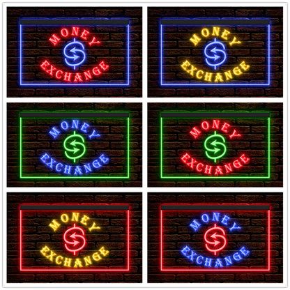 DC190033 Money Exchange Foreign Currency Shop Home Decor Display illuminated Night Light Neon Sign Dual Color