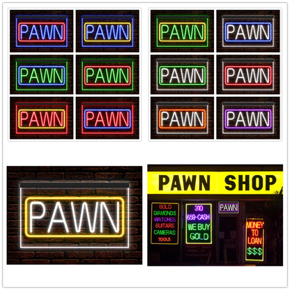 DC190038 PAWN Store Shop Open Home Decor Display illuminated Night Light Neon Sign Dual Color