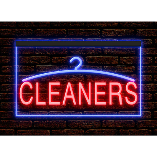 DC190042 Cleaners Laundromat Laundry Shop Open Home Decor Display illuminated Night Light Neon Sign Dual Color