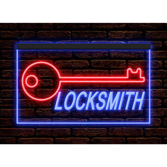 DC190046 Locksmith Keys Tool Shop Open Home Decor Display illuminated Night Light Neon Sign Dual Color