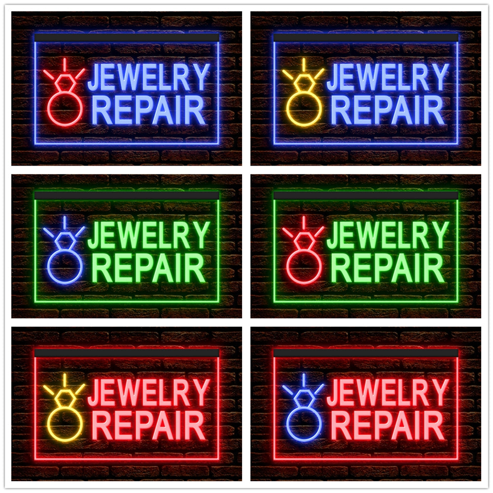 DC190053 Jewelry Repair Shop Trusted Cleaning Expert Home Decor Display illuminated Night Light Neon Sign Dual Color