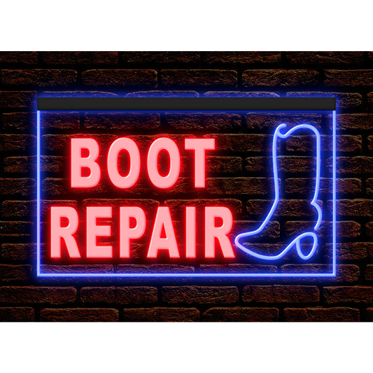 DC190055 Boot Repair Shoe Store Shop Open Home Decor Display illuminated Night Light Neon Sign Dual Color