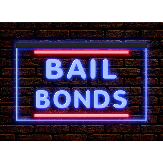 DC190064 Bail Bonds Dealer Agency Store Shop Open Home Decor Display illuminated Night Light Neon Sign Dual Color