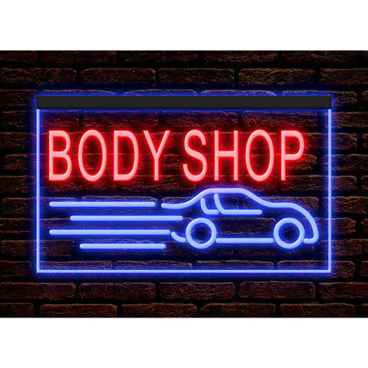 DC190065 Body Shop Car Vehicle Shop Open Home Decor Display illuminated Night Light Neon Sign Dual Color