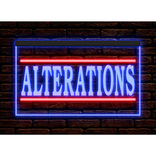 DC190066 Alterations Services Store Shop Open Home Decor Display illuminated Night Light Neon Sign Dual Color