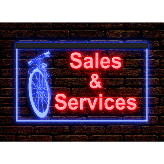 DC190076 Bicycle Bike Sales Services Store Shop Open Home Decor Display illuminated Night Light Neon Sign Dual Color