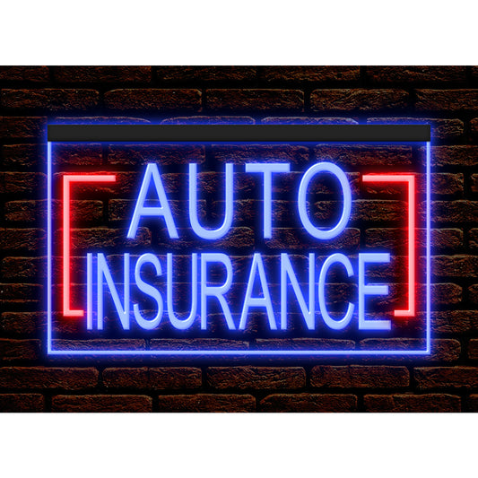 DC190080 Auto Insurance Vehicle Shop Home Decor Display illuminated Night Light Neon Sign Dual Color