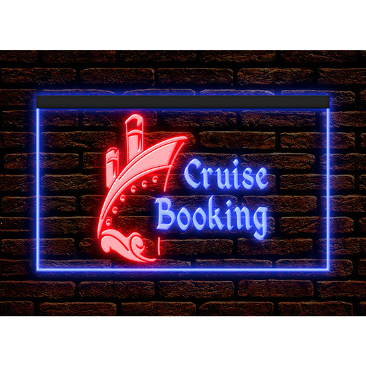 DC190086 Cruise Booking Travel Agency Shop Open Home Decor Display illuminated Night Light Neon Sign Dual Color