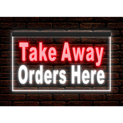 DC190104 Take Away Order Here Restaurant Cafe Shop Home Decor Display illuminated Night Light Neon Sign Dual Color
