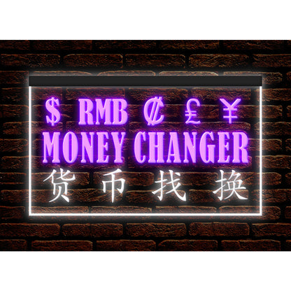 DC190110 Money Exchange Foreign Currency Shop Open Home Decor Display illuminated Night Light Neon Sign Dual Color
