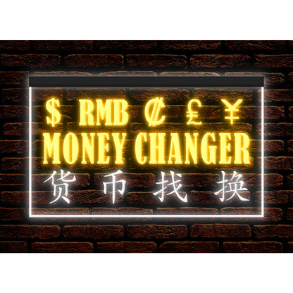 DC190110 Money Exchange Foreign Currency Shop Open Home Decor Display illuminated Night Light Neon Sign Dual Color