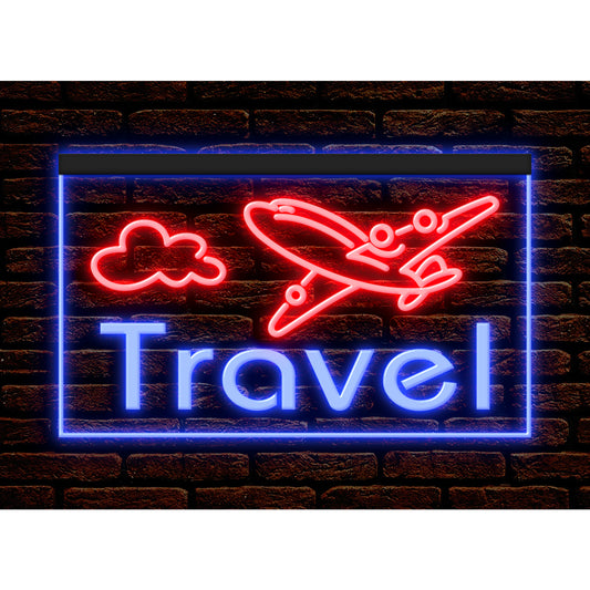 DC190142 Travel Agency Shop Center Open Home Decor Display illuminated Night Light Neon Sign Dual Color