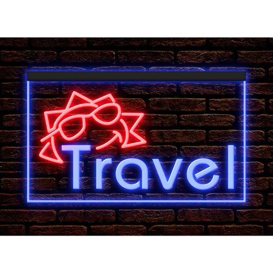 DC190143 Travel Agency Shop Center Open Home Decor Display illuminated Night Light Neon Sign Dual Color