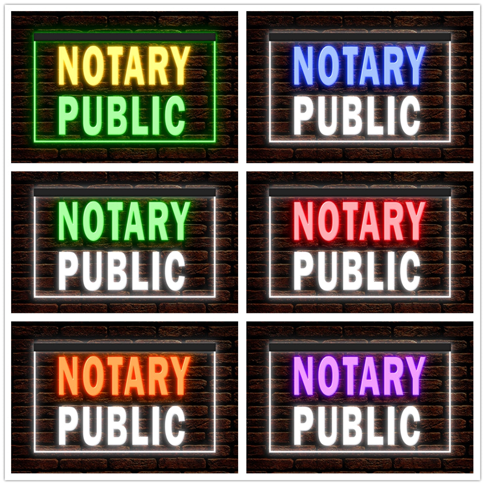 DC190146 Notary Public Service Store Shop Open Home Decor Display illuminated Night Light Neon Sign Dual Color