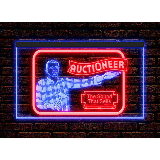 DC190156 Auctioneer Store Shop Open Home Decor Display illuminated Night Light Neon Sign Dual Color