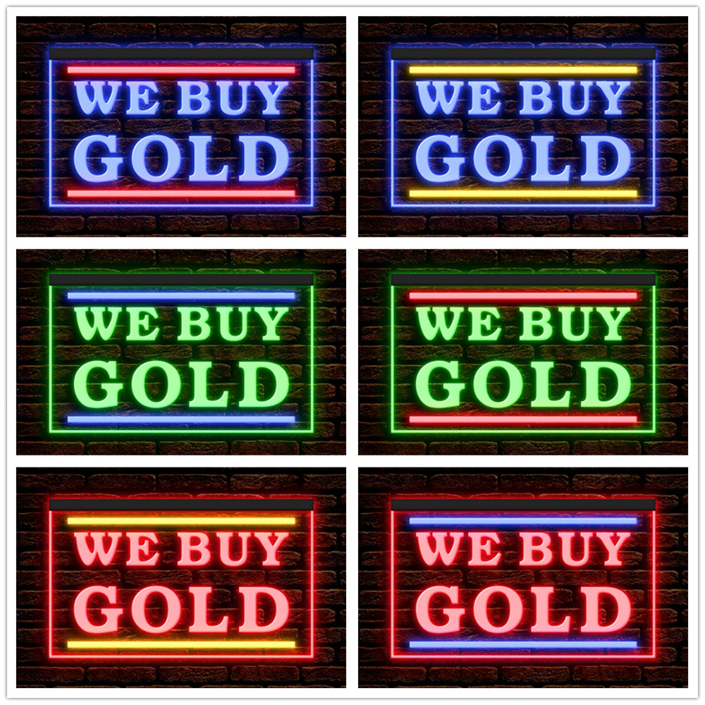 DC190163 We Buy Gold Jewelry Store Shop Open Home Decor Display illuminated Night Light Neon Sign Dual Color