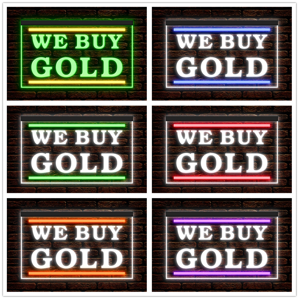 DC190163 We Buy Gold Jewelry Store Shop Open Home Decor Display illuminated Night Light Neon Sign Dual Color