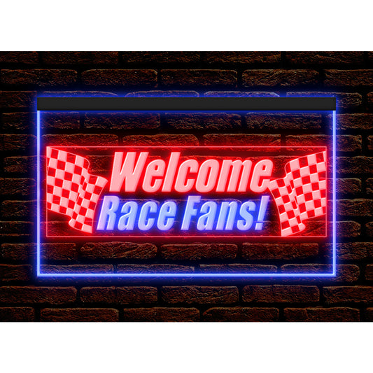 DC190177 Welcome Race Fans Motor Store Shop Open Home Decor Display illuminated Night Light Neon Sign Dual Color