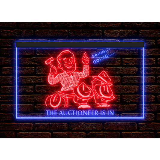 DC190185 Auctioneer Store Shop Open Home Decor Display illuminated Night Light Neon Sign Dual Color