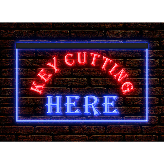 DC190188 Key Cutting Here Tool Shop Open Home Decor Display illuminated Night Light Neon Sign Dual Color