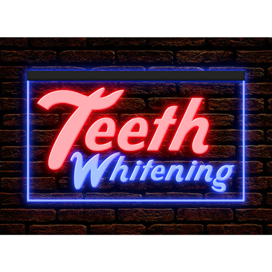 DC190200 Teeth Whitening Dentist Health Care Open Home Decor Display illuminated Night Light Neon Sign Dual Color