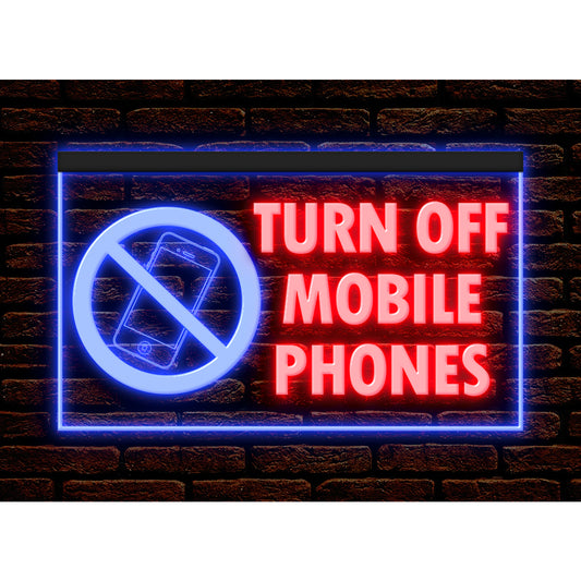DC190201 Turn Off Mobile Phones Home Decor Display illuminated Night Light Neon Sign Dual Color