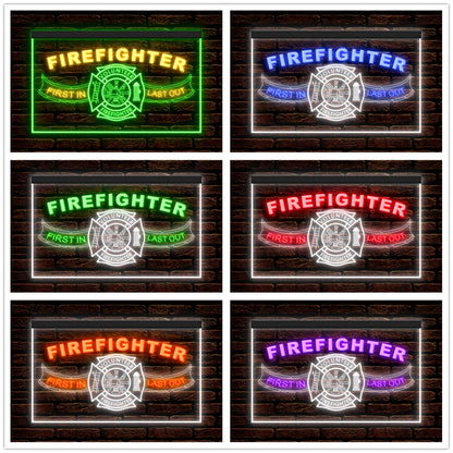 DC190206 Firefighter Fire Club Home Decor Display illuminated Night Light Neon Sign Dual Color